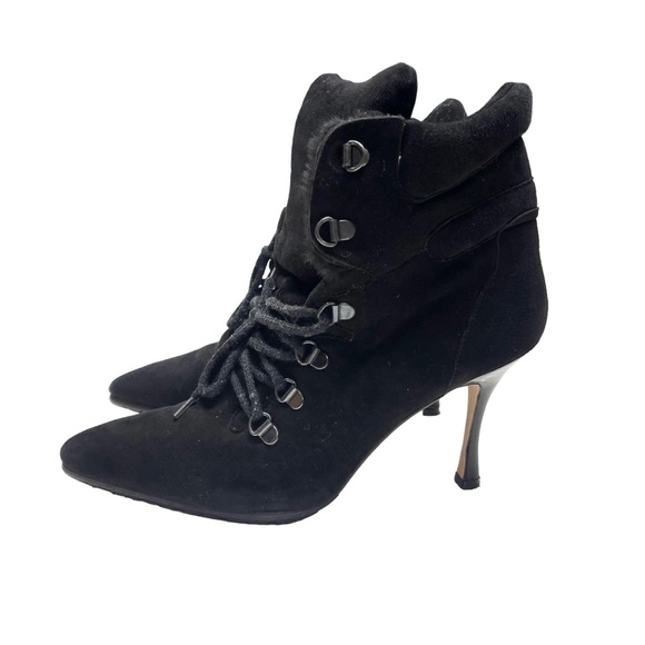 Manolo Blahnik Oklamod Black High Heel Boots Size 38 - Picture 5 of 9